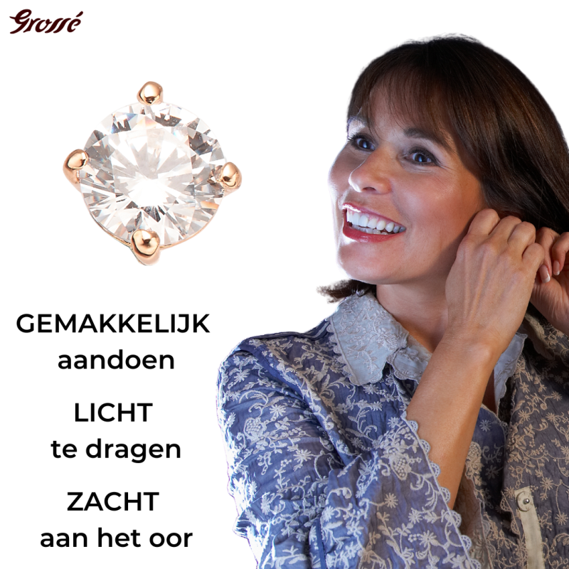 Grossé Oorstekers - Aristocratic - Goudkleurig - Zirkonia - Verguld - Ø 6 mm - GJ63208 