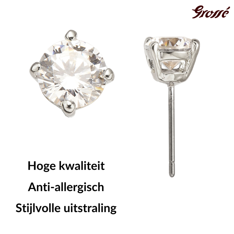 Grossé Oorstekers - Aristocratic - Zilverkleurig - Zirkonia - Geplatineerd - Ø 6 mm - GJ63210P 