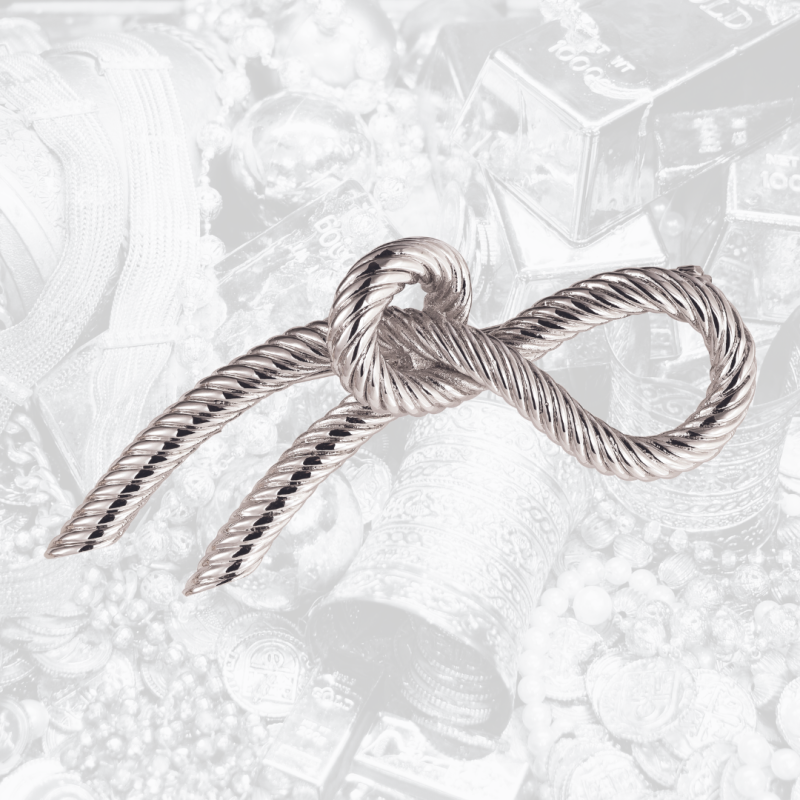 Grossé Brooch - Tresor - Silver Coloured - Bow - Silver Plated - 54x23 mm - GJ30422P