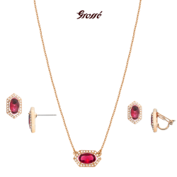 Grossé Bracelet - Jelly Beans - Gold Coloured - Crystal - Red - Gold Plated - 16+3 cm - GA10809