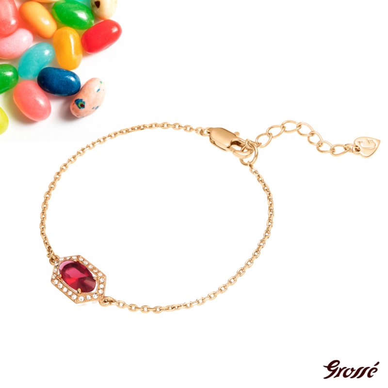 Grossé Armband - Jelly Beans - Goldfarbe - Kristalle - Rot - Vergoldet - 16+3 cm - GA10809