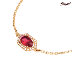 Grossé Bracelet - Jelly Beans - Gold Coloured - Crystal - Red - Gold Plated - 16+3 cm