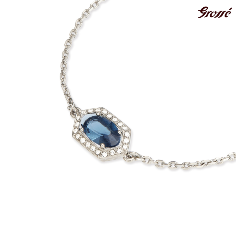 Grossé Armband - Jelly Beans - Silberfarbe - Kristalle - Blau - Platiniert - 16+3 cm - GA10808P