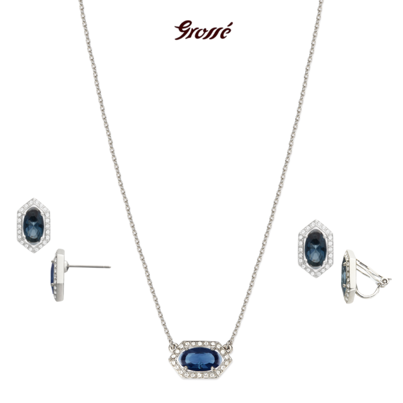 Grossé Bracelet - Jelly Beans - Silver Coloured - Crystal - Blue - Platinum Plated - 16+3 cm - GA10808P