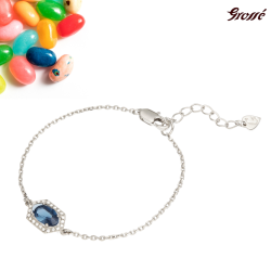 Grossé Armband Dames - Jelly Beans - Zilverkleurig - Kristal - Blauw - Geplatineerd - 16+3 cm - GA10808P 