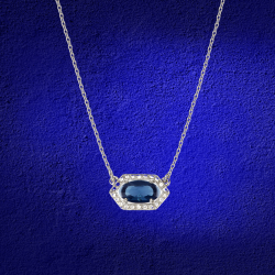 Grossé Collier - Jelly Beans - Silberfarbe - Kristalle - Blau - Platiniert - 38+5 cm