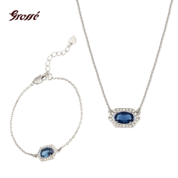 Grossé Earrings - Jelly Beans - Silver Coloured - Crystal - Blue - Platinum Plated - 15x9 mm