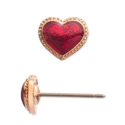 Grossé Earrings - Pop Heart - Gold Coloured - Enamel - Red - Gold Plated - Ø 7 mm - GA61737