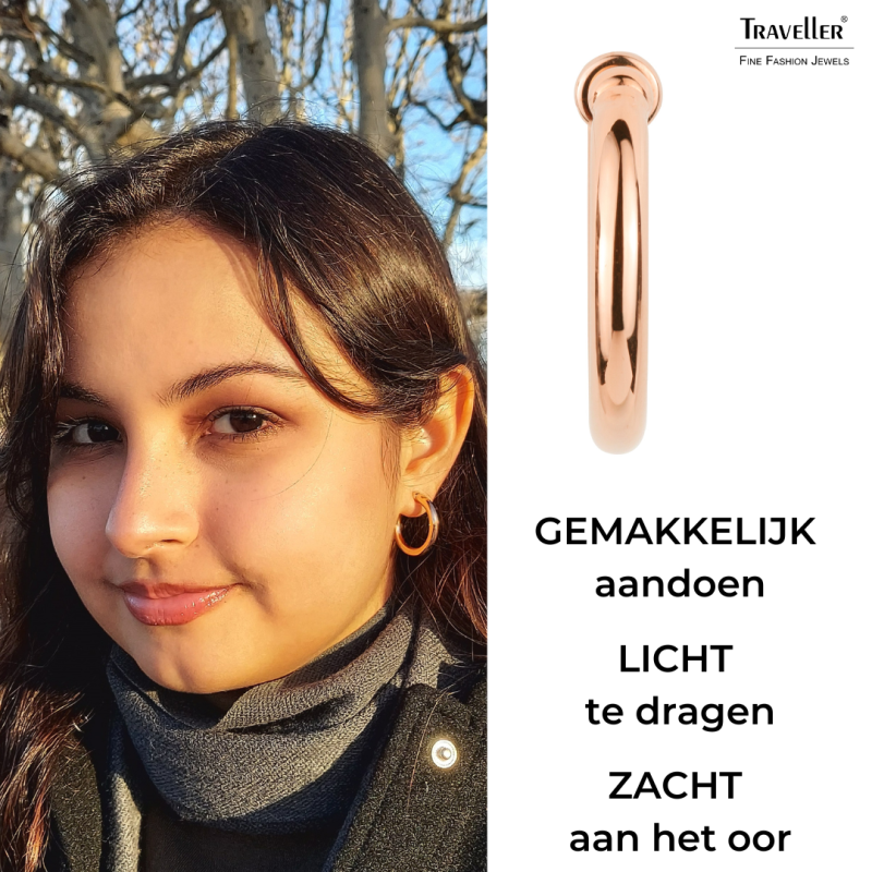 Traveller Clip Oorbellen - Oorringen - Rosé goudkleurig - 25 mm - 18ct Rosé verguld - 155648