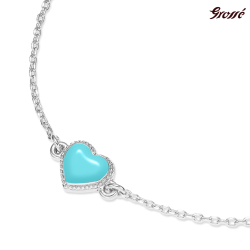 Grossé Armband Dames - Pop Heart - Zilverkleurig - Emaille Hart - Licht Blauw - Geplatineerd - 16+3 cm