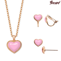 Grossé Bracelet - Pop Heart - Gold Coloured - Enamel Heart - Pink - Gold Plated - 16+3 cm - GA10815