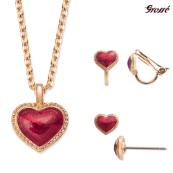 Grossé Armband - Pop Heart - Goudkleurig - Emaille Hart - Rood - Verguld - 16+3 cm - GA10816