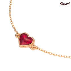 Grossé Armband - Pop Heart - Goldfarbe - Emaille Herz - Rot - Vergoldet - 16+3 cm