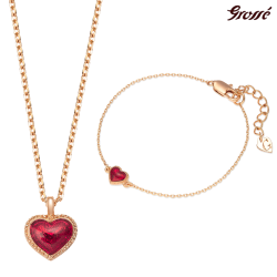 Grossé Earrings - Pop Heart - Gold Coloured - Enamel - Red - Gold Plated - Ø 7 mm - GA61737