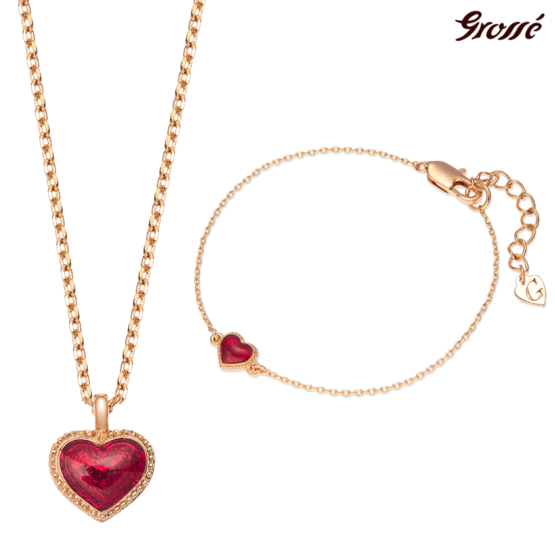 Grossé Oorstekers - Pop Heart - Goudkleurig - Emaille - Rood - Verguld - Ø 7 mm