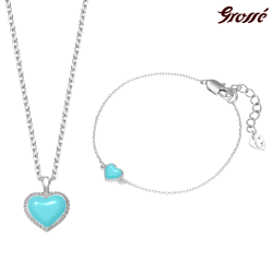 Grossé Clip-on Earrings - Pop Heart - Silver Coloured - Enamel - Light Blue - Platinum Plated - 8x7 mm - GA61745