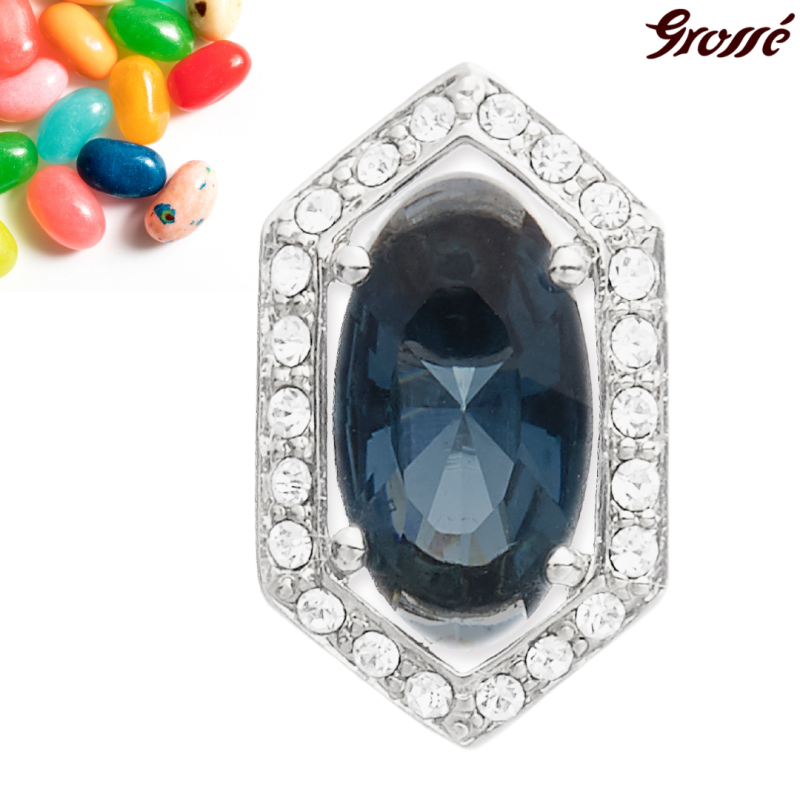 Grossé Earrings - Jelly Beans - Silver Coloured - Crystal - Blue - Platinum Plated - 15x9 mm - GA61729P