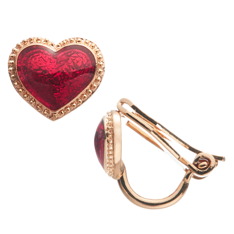 Grossé Ohrclips - Pop Heart - Goldfarbe - Emaille - Rot - Vergoldet - 8x7 mm - GA61738