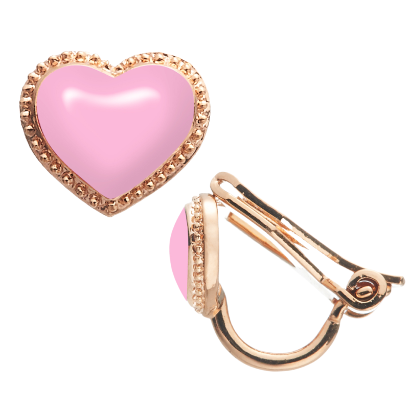 Grossé Oorclips - Pop Heart - Goudkleurig - Emaille - Roze - Verguld - 8x7 mm - GA61747