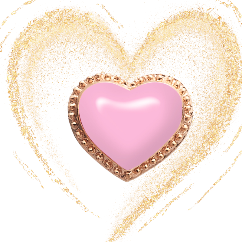 Grossé Clip-on Earrings - Pop Heart - Gold Coloured - Enamel - Pink - Gold Plated - 8x7 mm - GA61747