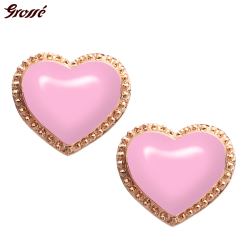Grossé Oorclips - Pop Heart - Goudkleurig - Emaille - Roze - Verguld - 8x7 mm - GA61747