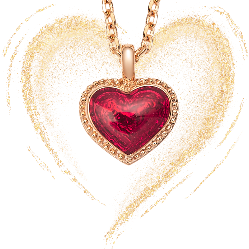 Grossé Collier - Pop Heart - Goldfarbe - Emaille - Rot - Vergoldet - 38+5 cm