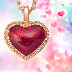 Grossé Necklace - Pop Heart - Gold Coloured - Enamel - Red - Gold Plated - 38+5 cm