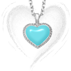 Grossé Necklace - Pop Heart - Silver Coloured - Enamel - Light Blue - Platinum Plated - 38+5cm - GA21626 