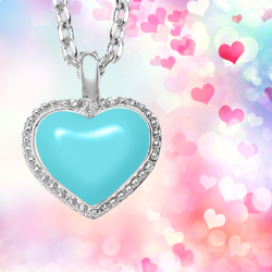 Grossé Necklace - Pop Heart - Silver Coloured - Enamel - Light Blue - Platinum Plated - 38+5cm - GA21626 