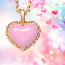 Grossé Dames Ketting - Pop Heart - Goudkleurig - Emaille - Roze - Verguld - 38+5 cm