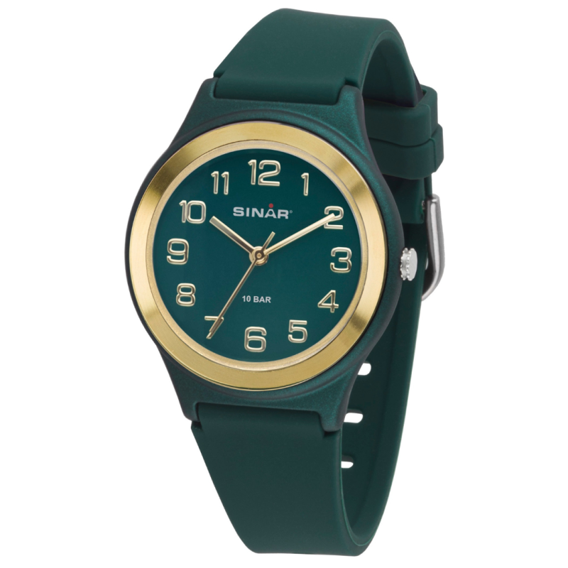 Sinar Armbanduhr - Analog - Wald Grün / Gold - 39 mm - Verstellbares Band 13-18,5cm - XB-48-6