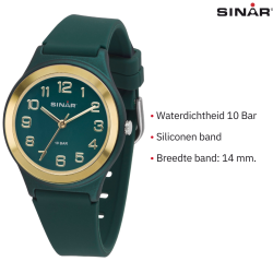 Sinar Horloge - Analoog - Bos Groen / Goud - 36 mm - Verstelbaar bandje 13-18,5cm - XB-48-6