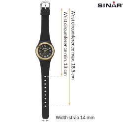 Sinar Watch - Analogue - Black / Gold - 36mm - Adjustable Strap 13-18,5cm