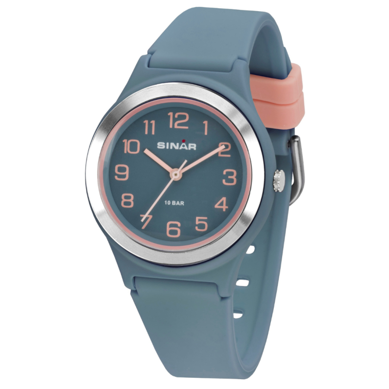 Sinar Horloge - Analoog - Blauw / Rosé - 36 mm - Verstelbaar bandje 13-18,5cm - XB-48-22