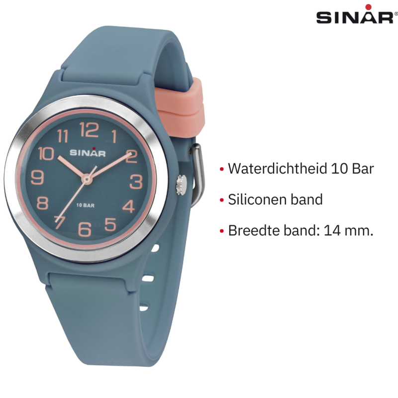 Sinar Watch - Analogue - Blauw / Rosé - 36mm - Adjustable Strap 13-18,5cm - XB-48-22