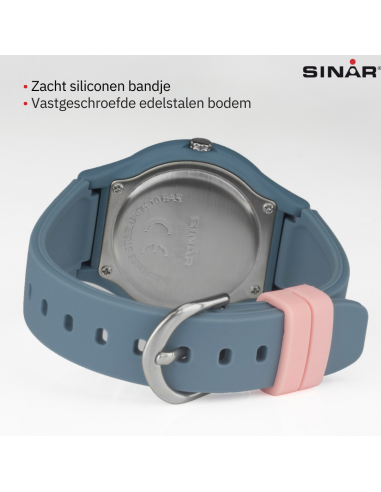 Sinar Horloge - Analoog - Blauw / Rosé - 36 mm - Verstelbaar bandje 13-18,5cm - XB-48-22