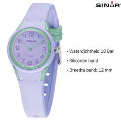 Sinar Horloge - Analoog - Lila / mint - 29mm - 10 Bar - Zacht Verstelbaar Bandje 12-17,5cm