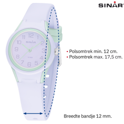 Sinar Horloge - Analoog - Lila / mint - 29mm - 10 Bar - Zacht Verstelbaar Bandje 12-17,5cm - XB-47-7