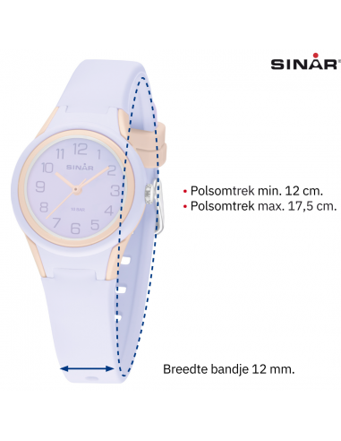 Sinar Watch - Analogue - Lilac / Apricot - 29mm - 10 Bar - Soft Adjustable Strap 12-17.5cm - XB-47-17
