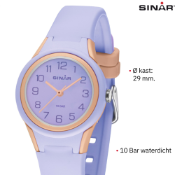 Sinar Horloge - Analoog - Lila / Abrikoos - 29mm - 10 Bar - Zacht Verstelbaar Bandje 12-17,5cm - XB-47-17