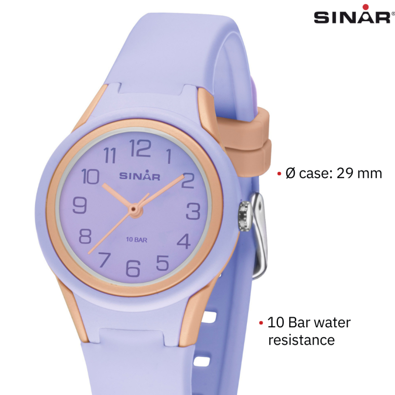 Sinar Watch - Analogue - Lilac / Apricot - 29mm - 10 Bar - Soft Adjustable Strap 12-17.5cm