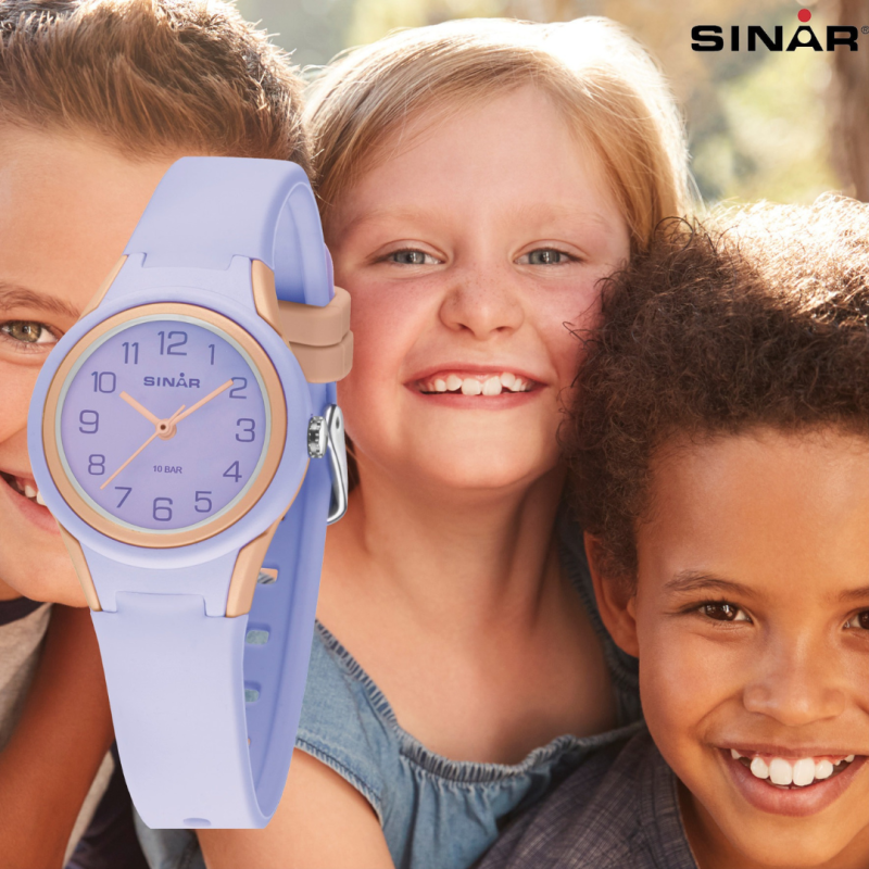 Sinar Uhr - Analog - Flieder / Apricot - 29mm - 10 Bar - Weiches Verstellbares Band 12-17.5cm - XB-47-17