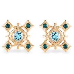 Grossé Oorclips - Dynasty - Goudkleurig - Kristal - Blauw - 20x20 mm - Verguld - GJ64325