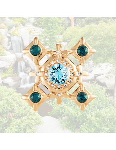 Grossé Oorclips - Dynasty - Goudkleurig - Kristal - Blauw - 20x20 mm - Verguld - GJ64325