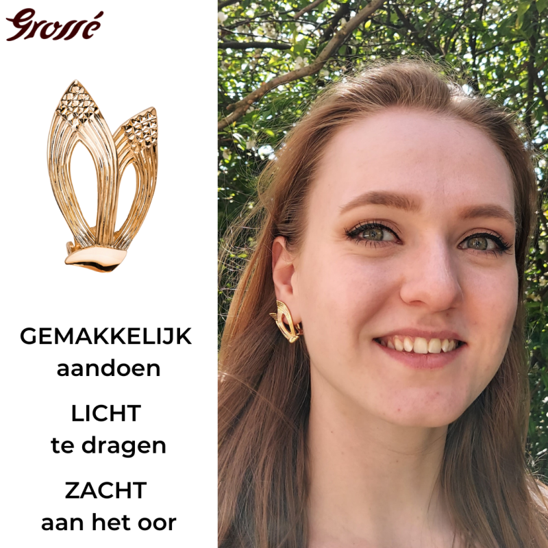 Grossé Oorclips - Victory - Goudkleurig - Verguld - 31x19 mm