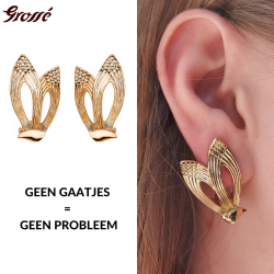 Grossé Oorclips - Victory - Goudkleurig - Verguld - 31x19 mm