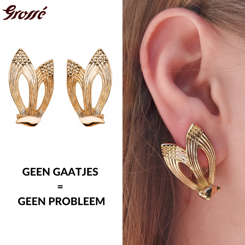 Grossé Oorclips - Victory - Goudkleurig - Verguld - 31x19 mm - GJ63509