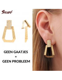 Grossé Oorclips - Hangend - Goudkleurig - Kristal - 30x20 mm - Verguld - GJ64180