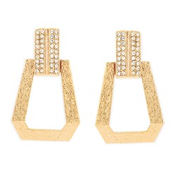 Grossé Oorclips - Hangend - Goudkleurig - Kristal - 30x20 mm - Verguld - GJ64180