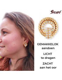 Grossé Oorclips - Tourbillon - Goudkleurig - Kristal - 20x18 mm - Verguld